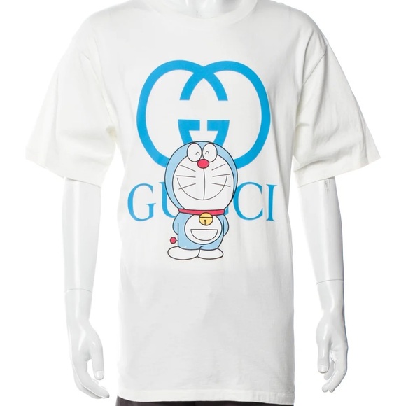 Gucci White T-Shirt with Blue Graphic Gucci x Doraemon - Picture 1 of 1